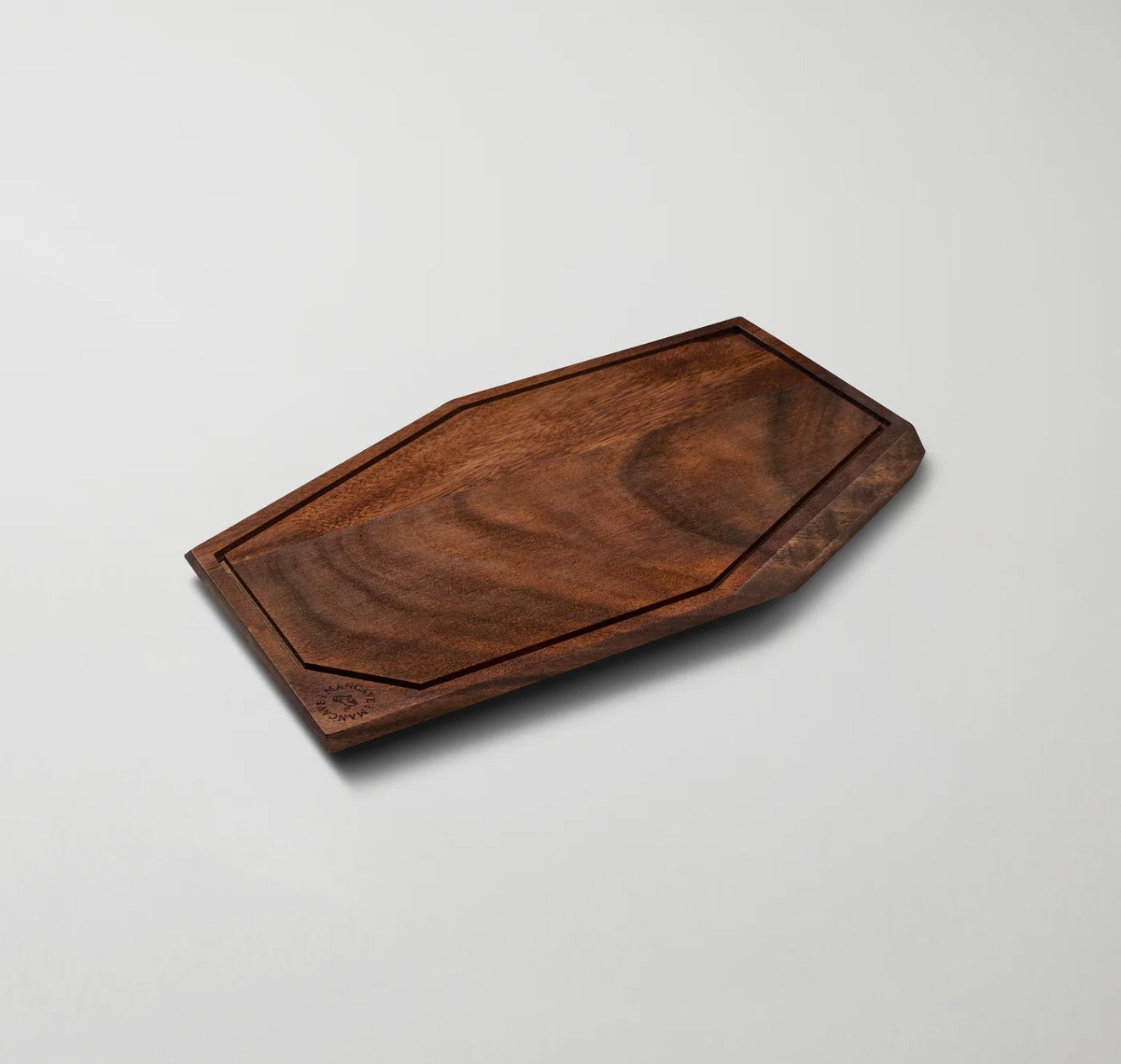 Wooden tray on a light gray background The Chef´s Cutting Board